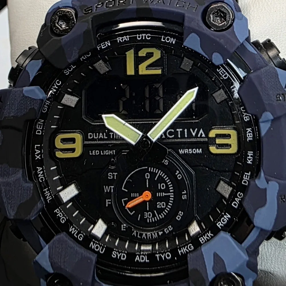 NEW Activa X Invicta BlackOps Digital Men's Watch 56mm, Camouflage Blue #1084